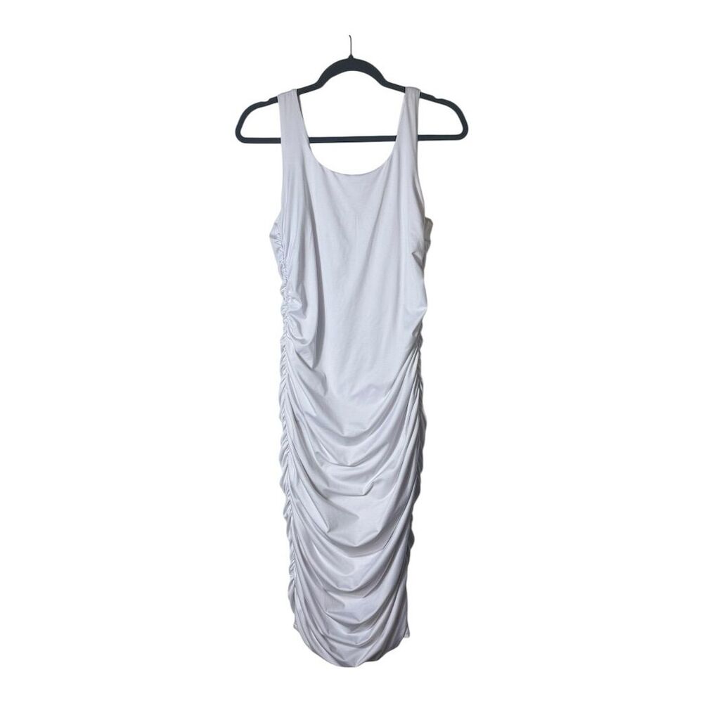 0022. Women's White‎ Sleeveless Midi Dress L Formal Summer Wear